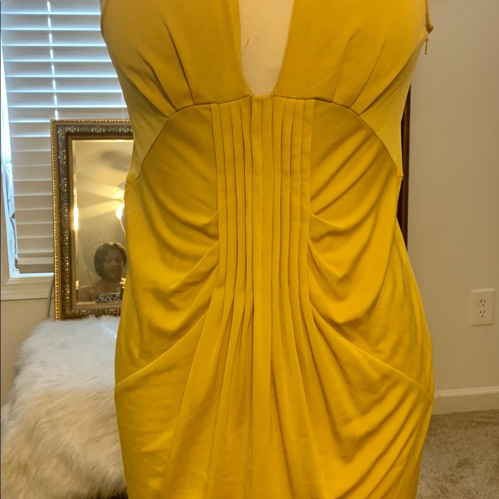 Gold ruched tank mini dress